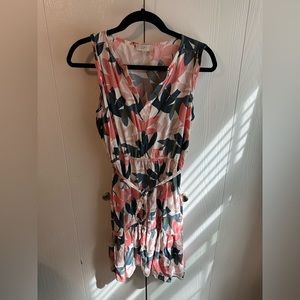 Loft Pink Navy Blue/Grey V-Neck Sleeveless Dress